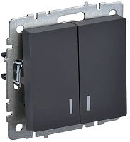 Выключатель с подсветкой без рамки IEK Brite ВС10-2-1-БрГ 2-кл. графит картинка